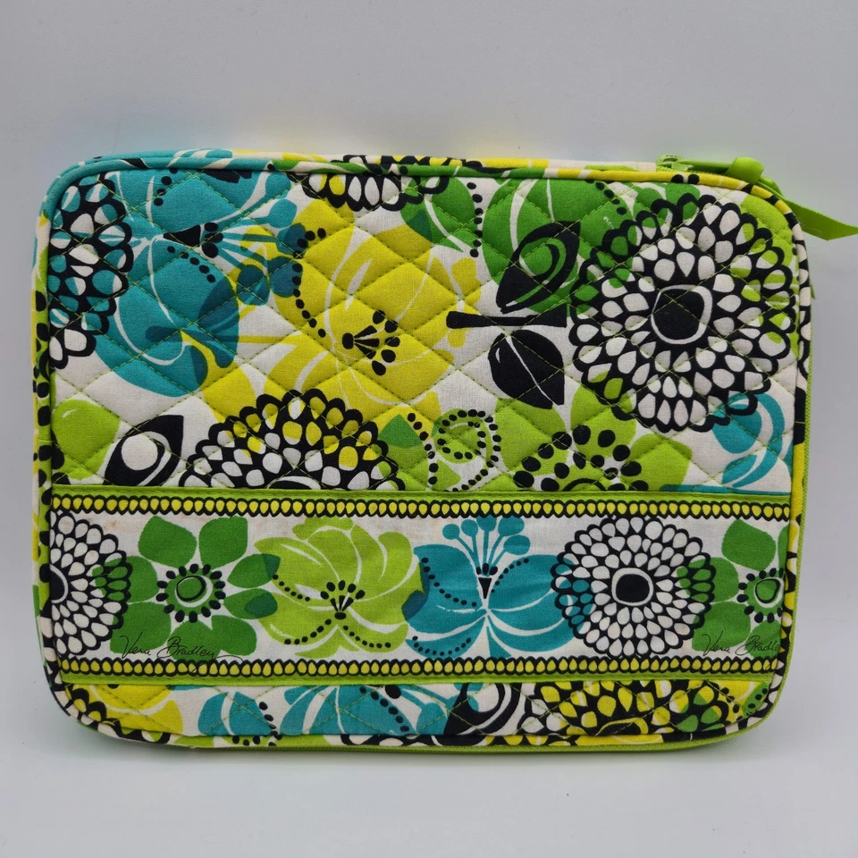Funda para Tablet VERA BRADLEY Acolchada Floral Verde Azul Negra Acolchada Cremallera Cubierta 10x7 Foto 1 de 4
