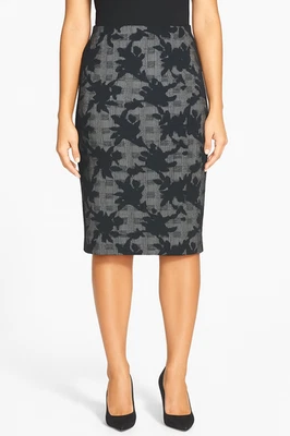 Ivanka Trump Black Gray Floral Pencil Skirt Large Church Service Ministry Office - Image 1 of 4