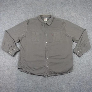 Levis Shirt Mens 2XL Gray Button Up Long Sleeve Denim Workwear Double Pocket VTG - Picture 1 of 15