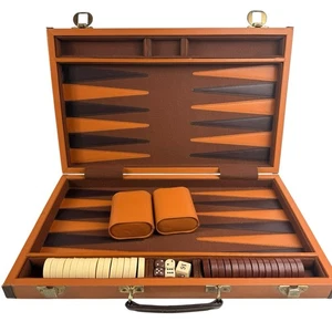Vintage Backgammon Briefcase Set Game Folding Travel Carry Case Padded Large - Picture 1 of 15