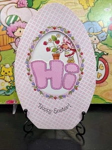 HTF Rare Vintage Strawberry Shortcake Easter Egg Card Embossed Die-cut Glitter - Picture 1 of 24