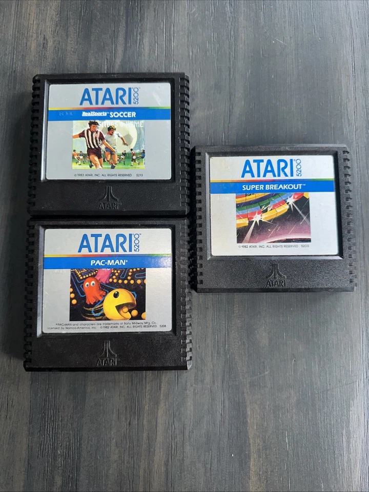Atari 5200 Game Cartridge Lot Soccer PAC-man Super Breakout - Image 1 of 2