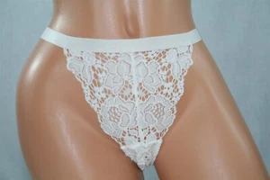 White Very Sexy Cheekini/Tanga Shiny Band & Open Back by Victoria's Secret - M - Picture 1 of 2