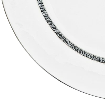 4 platos de cena FARBERWARE Platinum Dynasty China blanco gris plata elegante Foto 1 de 4