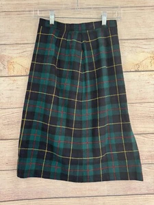 Vintage Pendleton Plaid Wool Midi Skirt Youth Size 12 Green/Blue - Picture 1 of 9