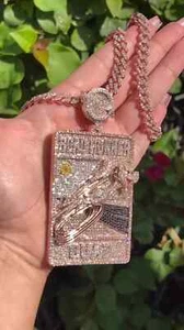 4Ct Round Real Moissanite Custom Texts Pendant 14K Rose Gold Plated Silver - Picture 1 of 8