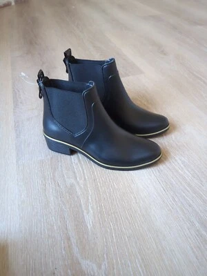 Kate Spade New York Solsticio Botas de Lluvia de Goma Negras 7 Chelsea Resistentes al Agua Foto 1 de 4