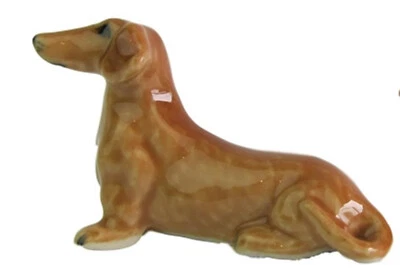 Miniature Porcelain Dachshund Tan Dog Figurines Approx 2.5cm HIgh - image 1 of 2