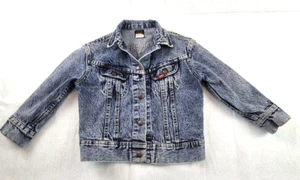 VTG Lee Girls Boys 6X Riders 153438 Stone Washed Denim Jean Trucker Jacket Snaps - Picture 1 of 7