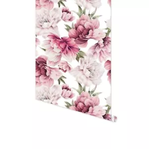 Pink Peony Floral Peel and Stick Removable Wallpaper Self-Adhesive Wallpaper#158 - Picture 1 of 10