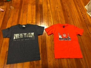 Lot of 2 Pcs Boys T-Shirts New York Sign: Talha Orange Size M & Blue Size S - Picture 1 of 6