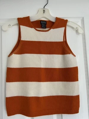 MICHAEL KORS 100% Cashmere Orange/Cream Sleeveless Sweater Womens Small - Image 1 of 4