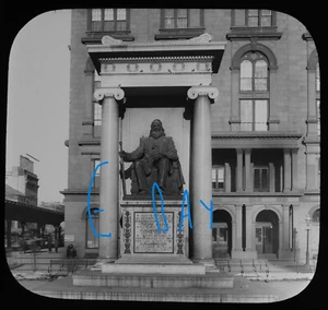 ESTATUA DE PETER COOPER NUEVA YORK EE. UU. C1910 Linterna Mágica Diapositiva FOTOGRAFÍA ANTIGUA - Imagen 1 de 5