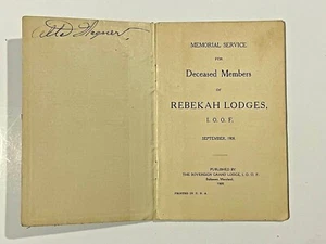 Vintage 1908 Baltimore Memorial Service For Members of Rebekah Lodges Booklet - Bild 1 von 5