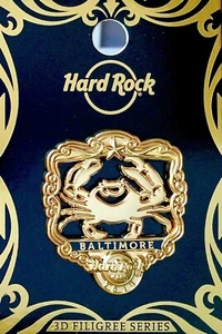 2018 HARD ROCK CAFE BALTIMORE 3D FILIGREE SERIES GOLDEN CRAB LE PIN - Picture 1 of 2