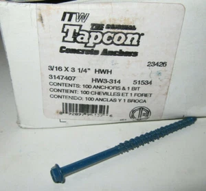 GENUINE Tapcon HW3-314 Hex Washer Head 3/16-Inch by 3-1/4-Inch Anchor 15134 - Picture 1 of 1