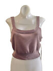 Reformation Womens Size XL Cashmere Cropped Tank Knit Top Taupe Ribbed Trim NEW