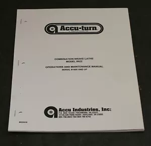 Guía manual de operación y mantenimiento del torno de freno combinado AccuTurn 8922 - Imagen 1 de 4