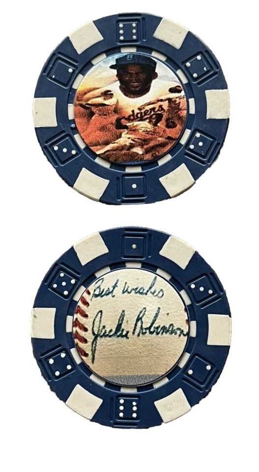 JACKIE ROBINSON   - BROOKLYN  DODGERS BASEBALL LEGEND - *SIGNED*POKER CHIP COIN - Image 1 of 1