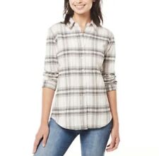 Weatherproof Vintage Women's Stretch Flannel Shirt Tan Size XL