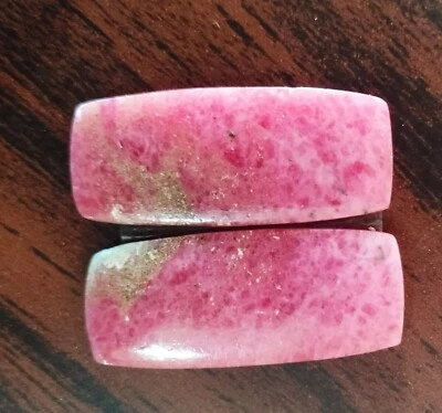 43.80 Cts Natural RHODONITE Pair Cushion Cabochon 12x28x3 mm Gemstone IR_526 - Image 1 of 3