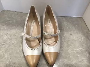 VINTAGE PERRY ELLIS WOMEN'S LEATHER STRAPS HEELS SHOES SIZE 8 N Italy 2” Heels - Picture 1 of 4