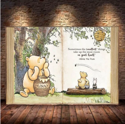 Libro clásico de baby shower Winnie the Pooh telón de fondo fondo de madera decoración de fotos Foto 1 de 4