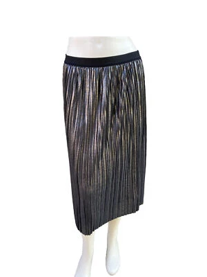 Gap metallic silver pleated midi length stretch waist skirt - Image 1 of 4