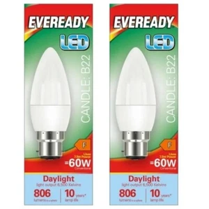 Eveready LED Candle B22 (BC) 806lm 7.3W 6,500K (Daylight), S17378, Pack of 2 - Picture 1 of 8