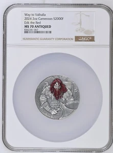 Erik the Red The Way to Valhalla 2 oz Antique finish Silver Coin Cameroon 2024 - Picture 1 of 10