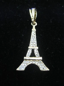 EIFFELTURM 18K CHARM/ANHÄNGER vergoldet EIS MIT FEINEN ZIRKONIA STEINEN - Bild 1 von 2