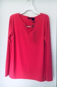 Camicia da donna Tahari manica lunga scollo a v con catena decorativa rosa taglia S - Foto 1 di 24