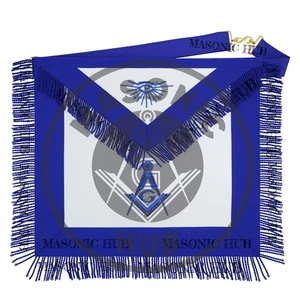 Masonic Regalia Apron – Master Mason Blue Lodge Apron with Embroidery & Fringe - Picture 1 of 7