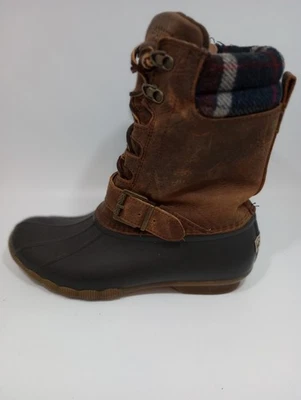 Botas de pato de cuero Speary invierno suela de goma con cordones cierre de cremallera envejecidas 8,5 Foto 1 de 4