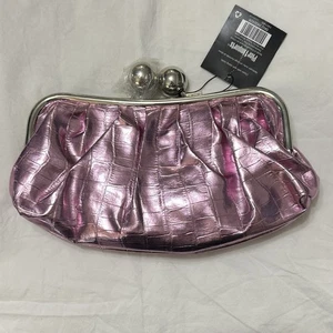 Pochette rosa con blocco bacio oversize nuova con etichetta Pier One lucida metallizzata Barbie Fun 5x9" - Foto 1 di 4