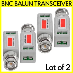 2 Pair BNC Plug Balun Connector Over Cat6 Cat5 Cat3 Male Connection CCTV Camera - Picture 1 of 5