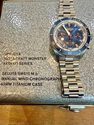 Reloj Shinola Mooncraft Monster Chrono 43 mm esfera azul titanio  Foto 1 de 4
