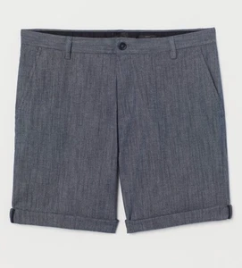 NEW H&M Men’s Slim Fit Chambray Shorts Size 33R Blue Casual Chino Shorts - Picture 1 of 2