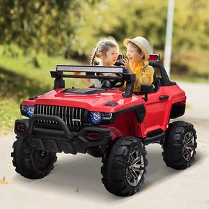 2-Seater Battery-Operated Kids Ride-on Police Truck w/ Music Horn, Red - Picture 1 of 11