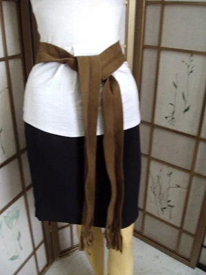 MINT BEIGE/ BROWN SUEDE BELT W/ FRINGES 80" - Image 1 of 3