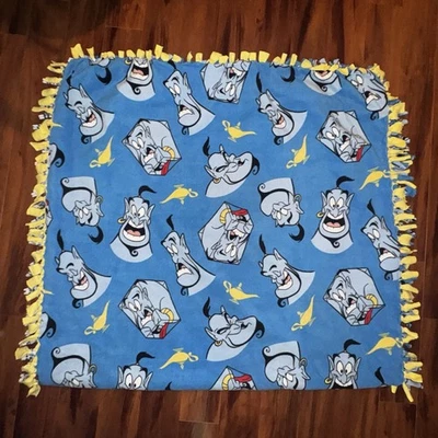 Disney Aladdin Genie Fleece Tie Blanket Handmade Double Layer Fringe 95x52 Body - Image 1 of 4