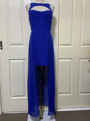 PILGRIM Blue Iris Dress Short Front Long Sheer Back ~ Size 10 ~ No Belt - image 1 of 4