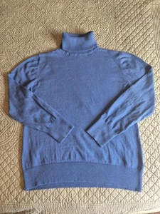 L.L.Bean Damen L Baumwolle Kaschmir Pullover Rollkragen Langarm hellblau - Bild 1 von 12