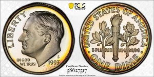 PR68DCAM 1993-S 10C Roosevelt Silver Proof Dime, PCGS Trueview - Rainbow Toned - Bild 1 von 5