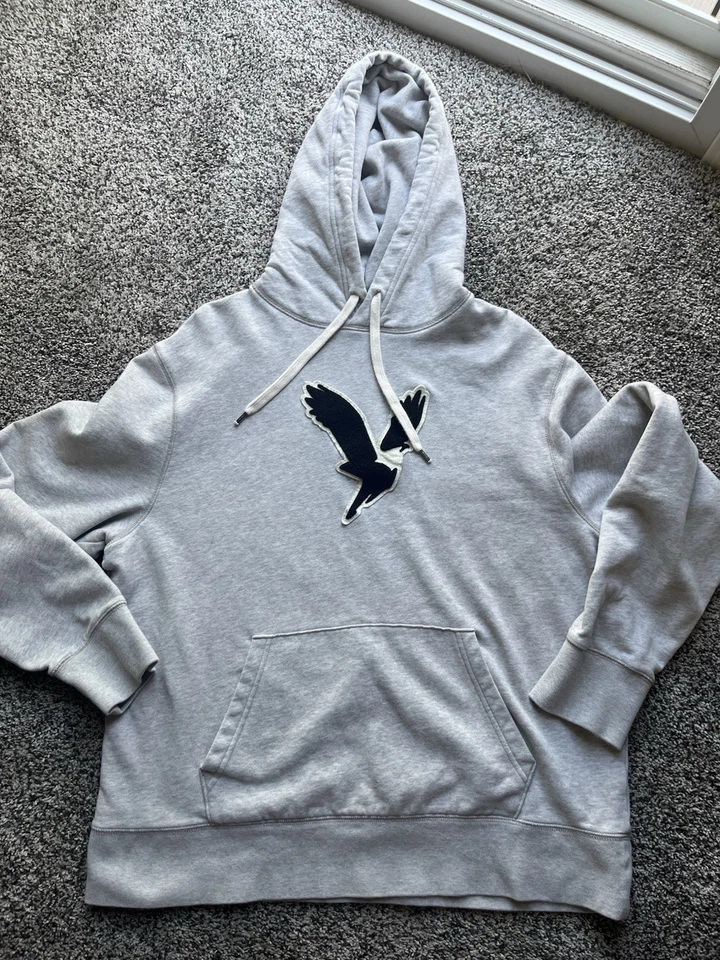 American Eagle 🦅 Sudadera con Capucha Gris Logo Talla Grande Foto 1 de 1