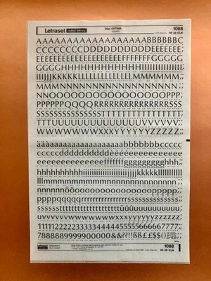 Letraset 1088 OPTIMA 36pt Transfer Write Off Letters New Old Stock - Image 1 of 4