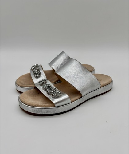 Sandali Clarks slider in pelle argento taglia UK 3 D