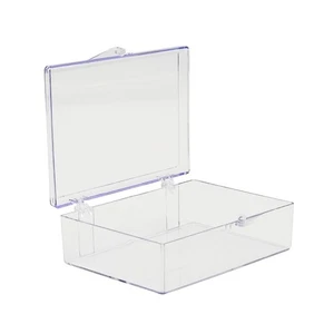 10 Clear Hard Plastic Hinged Lid Boxes, Plastic Storage Box and Display Case ... - Picture 1 of 7