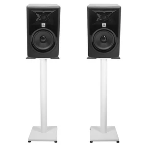 (2) JBL 305P MkII 5" Powered Studio Monitor Monitoring Speakers+White 29" Stands - Picture 1 of 11