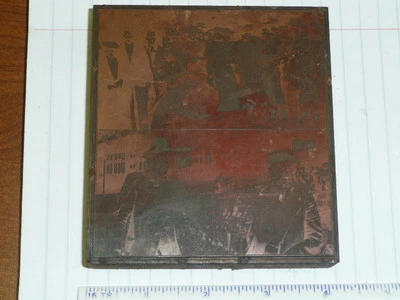 OLD VINTAGE COPPER PRINTING BLOCK --COPPER ON WOOD - Image 1 of 4